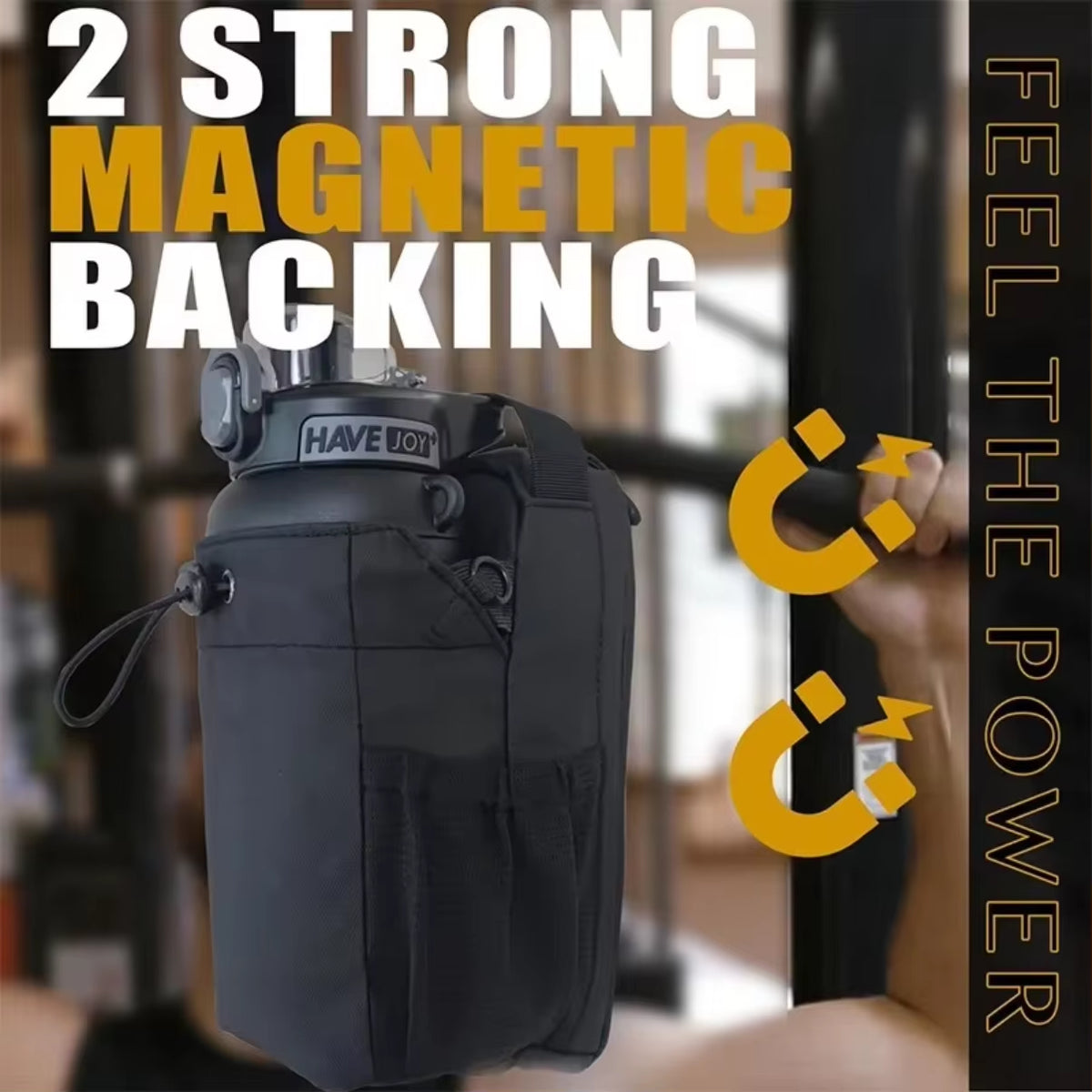 Magnetic Gym Bag Large Capacity Magnetic Carrier Bag with Phone Pocket Portable Gym Water Bottle Pouch Gym Accessories Organizer